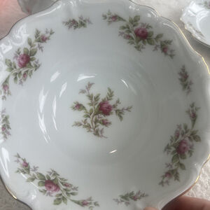 Vtg. Johann Haviland Moss Rose Gold Scalloped Serving Bowls (2) Bavaria Germany